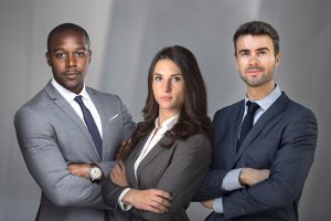 Confident strong group of attorneys