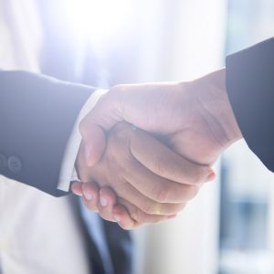 Business Men shaking hands confidently