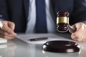 Lawyer with gavel in hand